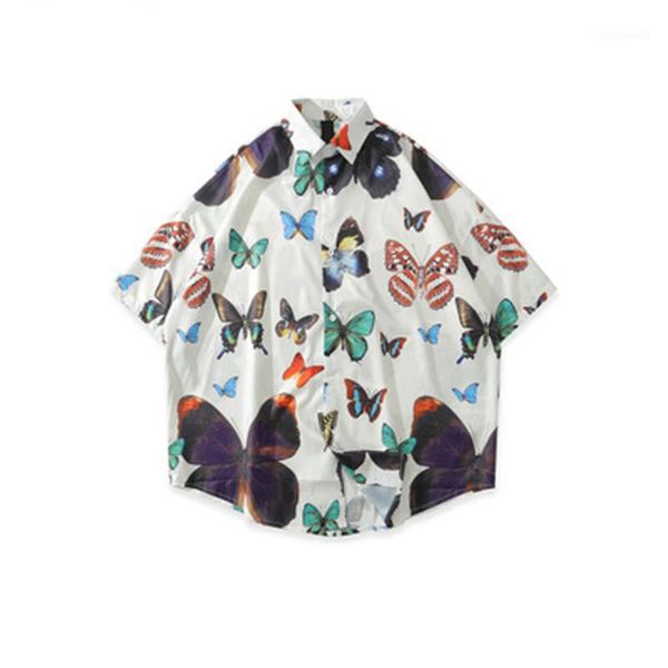 men's casual shirts summer white butterfly printing arc hem short sleeve shirt men and women street style shirt1, White;black
men's casual shirts summer white butterfly printing arc hem short sleeve shirt men and women street style shirt1, White;black