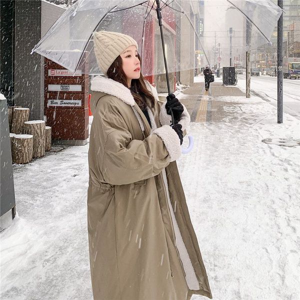 2021 new manner lamb wool woman korean version of women loose winter coats mid-length longer velvet parka work done with jacket l5mj, Black
2021 new manner lamb wool woman korean version of women loose winter coats mid-length longer velvet parka work done with jacket l5mj, Black