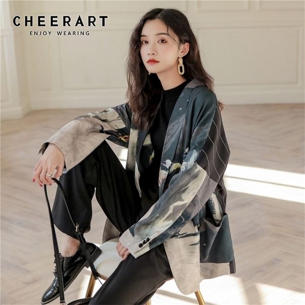cheerart designer women blazers and jackets print patchwork plus size blazer loose high street fashion autumn blazer lj200911, White;black
cheerart designer women blazers and jackets print patchwork plus size blazer loose high street fashion autumn blazer lj200911, White;black