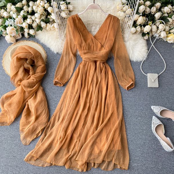 new spring summer chiffon dress 2022 fashion women v-neck long sleeve long robe elegant ladies vintage party dresses, Black;gray
new spring summer chiffon dress 2022 fashion women v-neck long sleeve long robe elegant ladies vintage party dresses, Black;gray