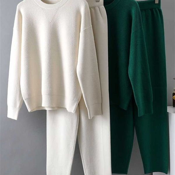 ezsskj 2 pieces sweater set women tracksuit o-neck sweater + loose trousers chic pullover sweater+ knitted carrot pants 211221, White
ezsskj 2 pieces sweater set women tracksuit o-neck sweater + loose trousers chic pullover sweater+ knitted carrot pants 211221, White