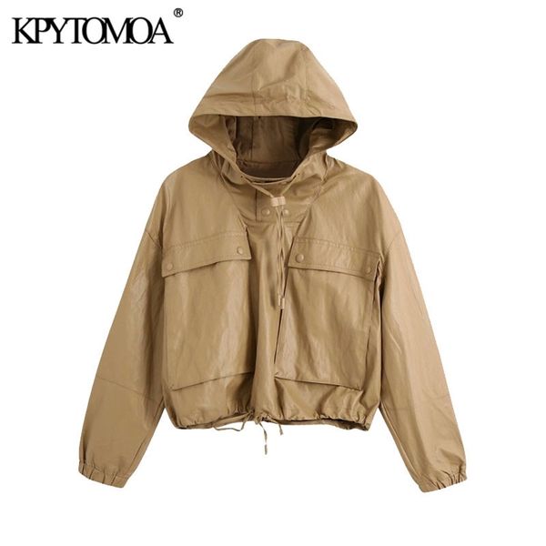 kpytomoa women fashion faux leather hooded cropped jacket coat vintage long sleeve drawstrings female outerwear chic 201226, Black
kpytomoa women fashion faux leather hooded cropped jacket coat vintage long sleeve drawstrings female outerwear chic 201226, Black