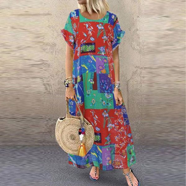2019 new ladies dress casual loose printed round neck short sleeve ruffled bohemian plus size dress1, Black;gray
2019 new ladies dress casual loose printed round neck short sleeve ruffled bohemian plus size dress1, Black;gray