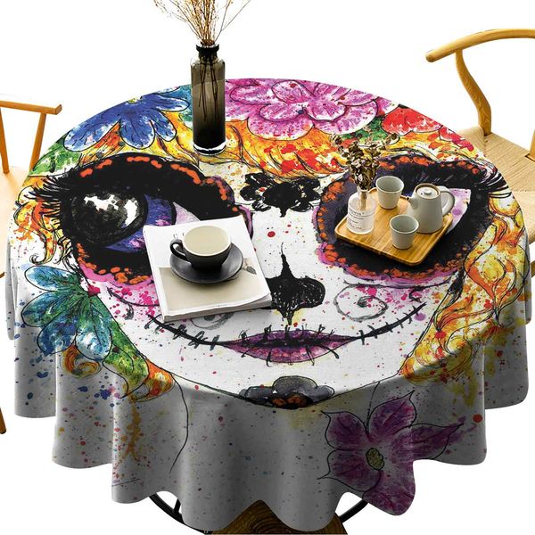 wipeable round table cover cultural celebration mexican traditional make up girl face watercolors
wipeable round table cover cultural celebration mexican traditional make up girl face watercolors
