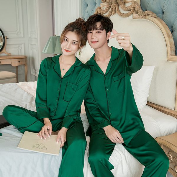 autumn elegant green couples sets of girls'pajamas korea fashion satin noble silk female sleepwear long pajama sleeves 2o1z, Black;brown
autumn elegant green couples sets of girls'pajamas korea fashion satin noble silk female sleepwear long pajama sleeves 2o1z, Black;brown