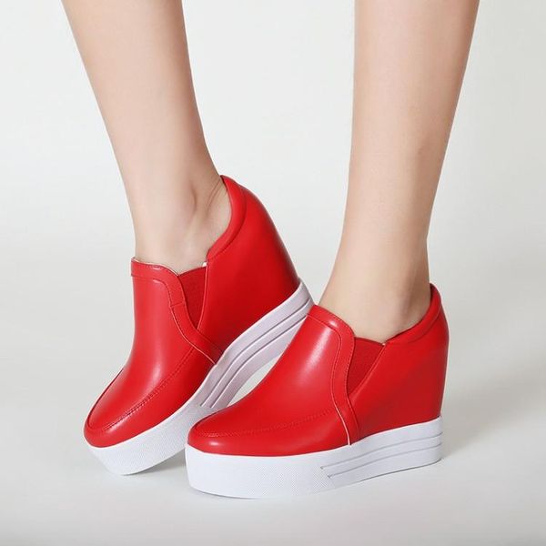 cow leather high heels women pumps shoes hidden wedge women sneakers leisure platform shoes height increasing slip on footwear, Black
cow leather high heels women pumps shoes hidden wedge women sneakers leisure platform shoes height increasing slip on footwear, Black
