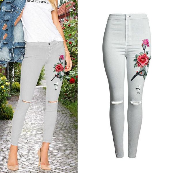 women's jeans summer white gray skinny ripped high waist woman bodycon embroidery denim ladies women pants streetwear, Blue
women's jeans summer white gray skinny ripped high waist woman bodycon embroidery denim ladies women pants streetwear, Blue