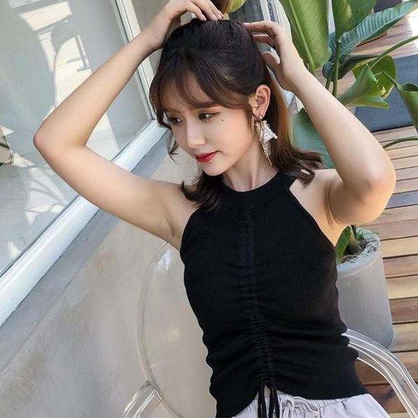 korean knitting drawstring halter tanks women solid sleeveless strapless vest female 2020 summer new fashion ladies clothes, White
korean knitting drawstring halter tanks women solid sleeveless strapless vest female 2020 summer new fashion ladies clothes, White