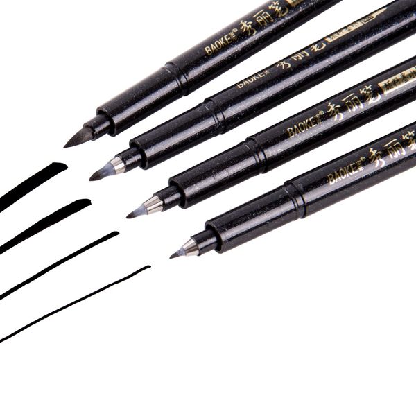 Baoke Quality 4pcs Black Color Signature Pen Calligraphy Pen Multi Function Writing Art Markers Office School Art Supplies