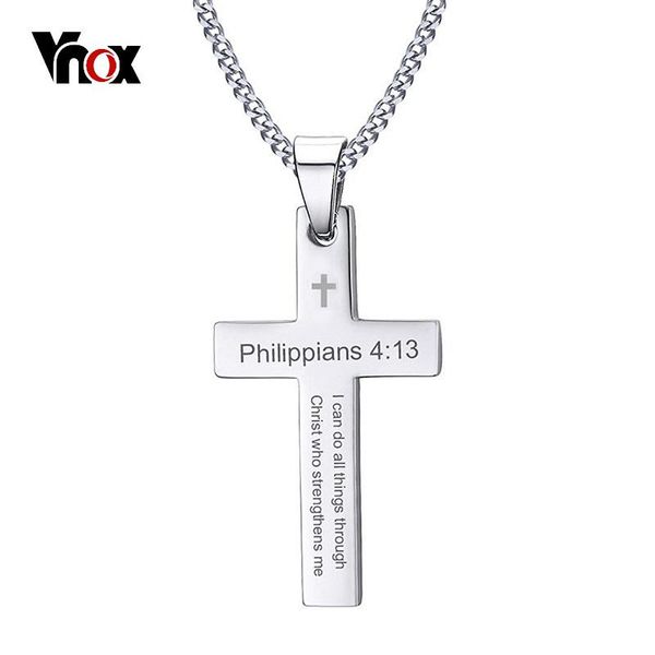 vnox philippians 4:13 simple cross pendant for men necklace stainless steel casual religious faith jewelry male bijoux 24" chain, Silver
vnox philippians 4:13 simple cross pendant for men necklace stainless steel casual religious faith jewelry male bijoux 24" chain, Silver