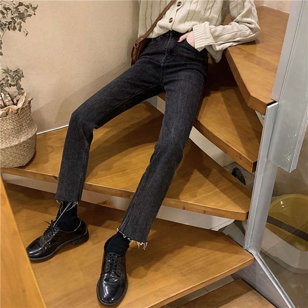 smoky grey raw edge jeans for women 2020 new high waisted slim leg long elastic straight pants, Blue
smoky grey raw edge jeans for women 2020 new high waisted slim leg long elastic straight pants, Blue