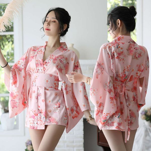 japane pinxian new underwear printed women's kimono suit bathrobe perspective temptation, Black;white
japane pinxian new underwear printed women's kimono suit bathrobe perspective temptation, Black;white