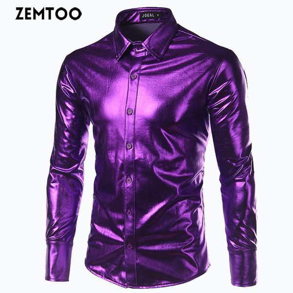 zemtoo men's metallic silver nightclub style light stage show long sleeve shirt fd020, White;black
zemtoo men's metallic silver nightclub style light stage show long sleeve shirt fd020, White;black
