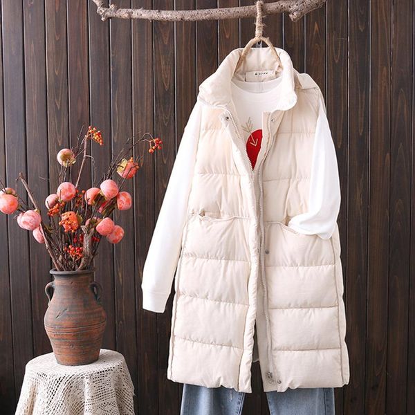 women's vests 2021 women autumn winter vest coat stand collar long warm, Black;white
women's vests 2021 women autumn winter vest coat stand collar long warm, Black;white