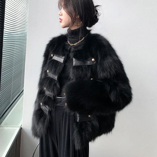 2021 autumn winter furry faux fur metal button coat women warm round neck short long sleeve female outerwear coat jacket y1451, Black
2021 autumn winter furry faux fur metal button coat women warm round neck short long sleeve female outerwear coat jacket y1451, Black