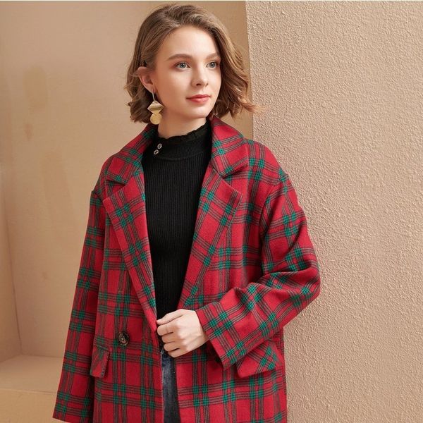 2021 fashion ladies fall/winter double-breasted mid-length woolen coat women plaid women's clothing, Black
2021 fashion ladies fall/winter double-breasted mid-length woolen coat women plaid women's clothing, Black
