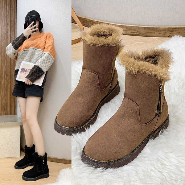 2021 autumn and winter new leisure women's short thick bottom plush thermal sleeve fur integrated medium snow boots, Black
2021 autumn and winter new leisure women's short thick bottom plush thermal sleeve fur integrated medium snow boots, Black