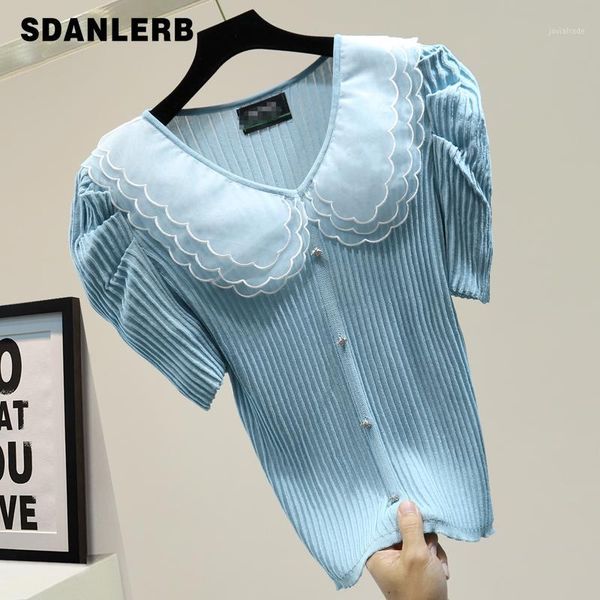women's t-shirt summer thin knitted t shirt for women 2021 slim fit small temperament doll collar striped puff tshirt femme1, White
women's t-shirt summer thin knitted t shirt for women 2021 slim fit small temperament doll collar striped puff tshirt femme1, White