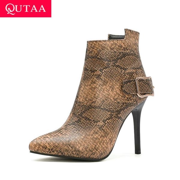 boots qutaa 2021 thin high heel zipper women shoes snakeskin pu leather ladies pumps pointed toe autumn winter ankle size 34-43, Black
boots qutaa 2021 thin high heel zipper women shoes snakeskin pu leather ladies pumps pointed toe autumn winter ankle size 34-43, Black