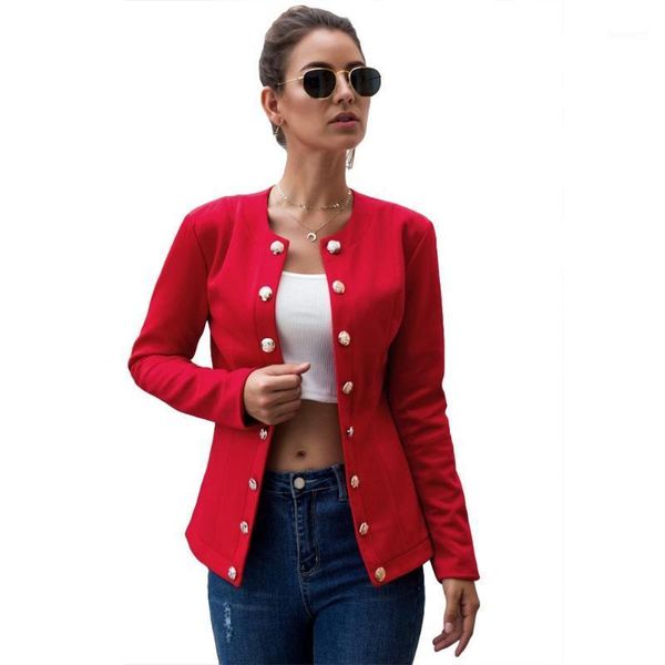 fashion fall women solid color button long sleeve slim short coat blazer jacket1, White;black
fashion fall women solid color button long sleeve slim short coat blazer jacket1, White;black