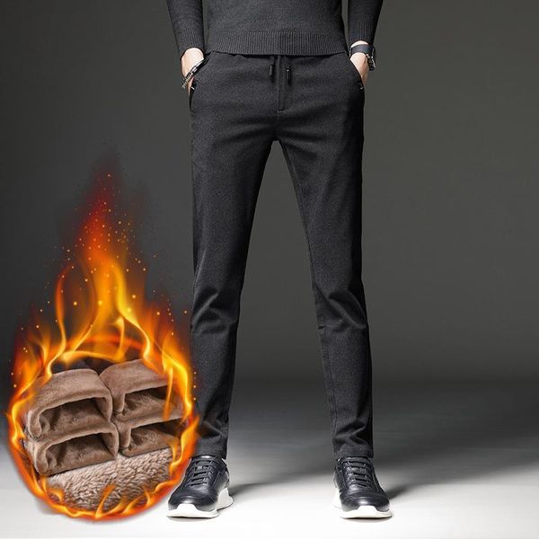 28-38 mens long straight pants winter male trousers elastic waist solid color loose add wool warm business clothes hy47, Black
28-38 mens long straight pants winter male trousers elastic waist solid color loose add wool warm business clothes hy47, Black