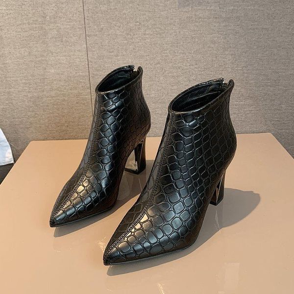 america europe new designer shoes autumn winter women high heels fake woven grid texture pointed toe western martin boots, Black
america europe new designer shoes autumn winter women high heels fake woven grid texture pointed toe western martin boots, Black