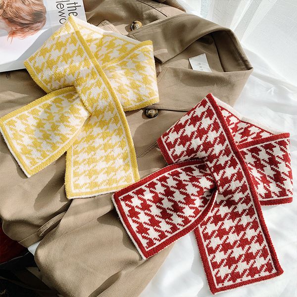 brand autumn and winter knitted wool neck cover cross neck simple thousand bird lattice warm scarf for female students klwe, Blue;gray
brand autumn and winter knitted wool neck cover cross neck simple thousand bird lattice warm scarf for female students klwe, Blue;gray