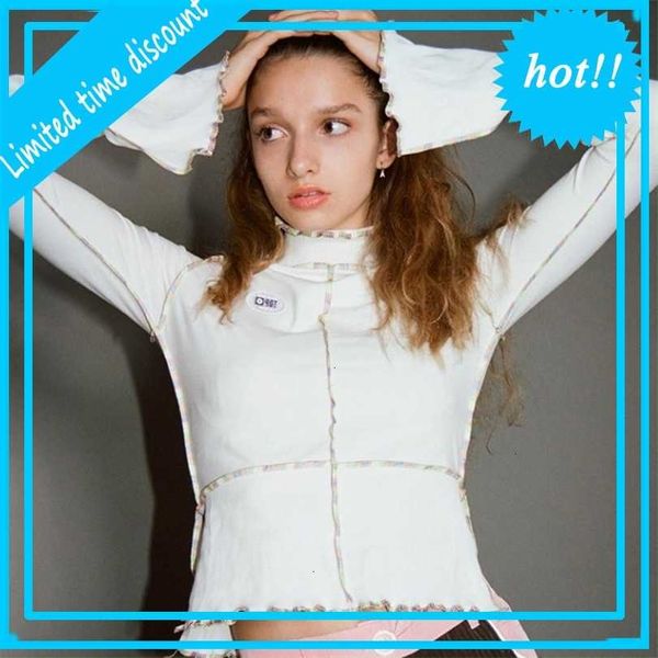 women's 2021 autumn new half high collar stripe long sleeve stitching navel exposed t-shirt for women, White
women's 2021 autumn new half high collar stripe long sleeve stitching navel exposed t-shirt for women, White