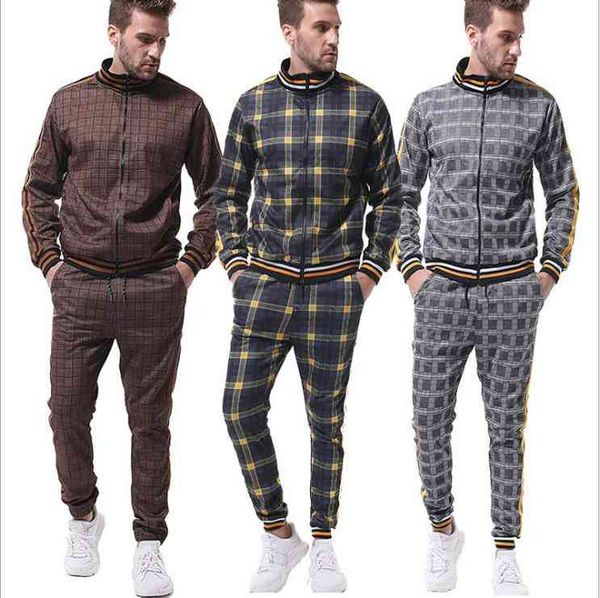 men's tracksuits men sweatsuits casual plaid pattern mens all season jacket + joggers running outerwear outfits fashion sets wzqv, Gray
men's tracksuits men sweatsuits casual plaid pattern mens all season jacket + joggers running outerwear outfits fashion sets wzqv, Gray