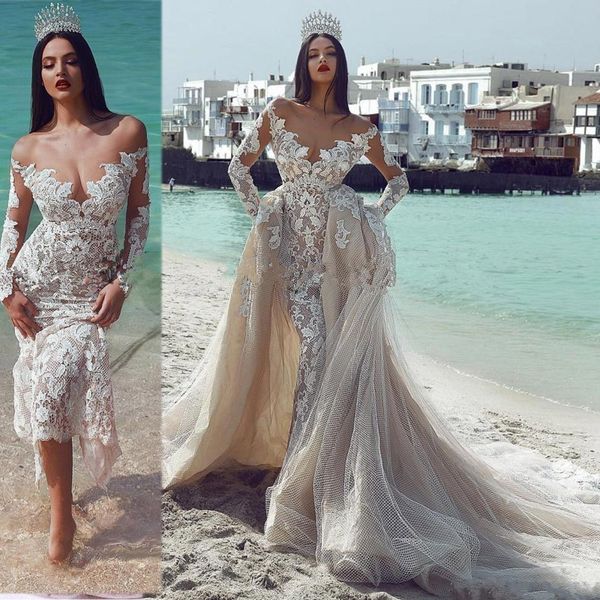 champagne long sleeves off shoulder mermaid wedding dresses with detachable train vinatge princess lace plus size arabic dubai bridal gowns, White
champagne long sleeves off shoulder mermaid wedding dresses with detachable train vinatge princess lace plus size arabic dubai bridal gowns, White