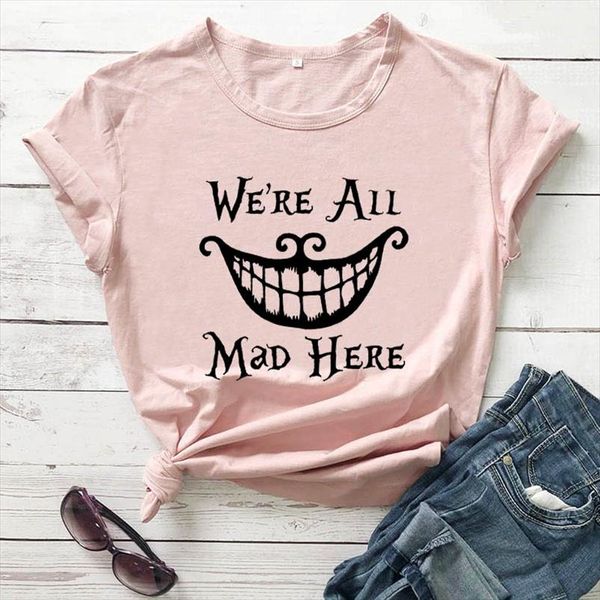 were all mad here world shirt new arrival women summer funny casual 100%cotton t shirt drop shipping, White
were all mad here world shirt new arrival women summer funny casual 100%cotton t shirt drop shipping, White