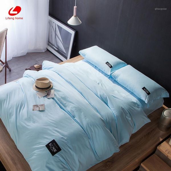 home textile 100% cotton bedding set sky blue bed cover colorful duvet cover 4pcs/set bed set brief linens priting1