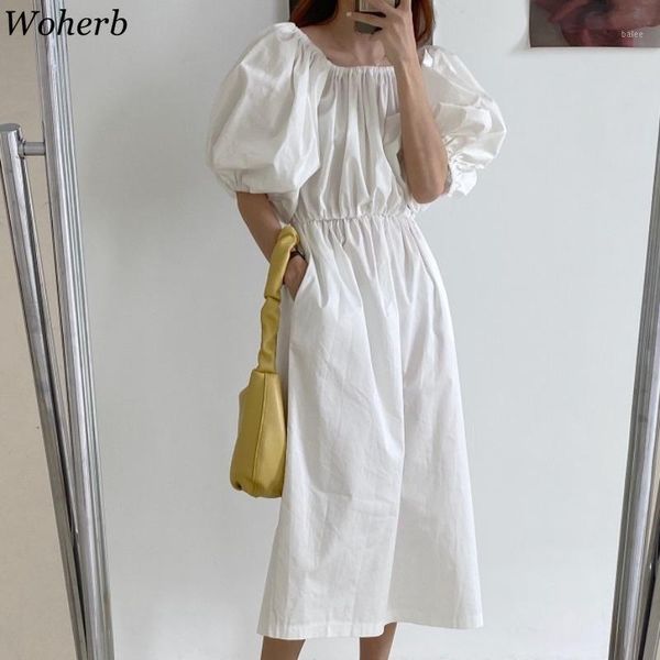 woherb women dress 2020 new elegant robe office lady off shoulder puff sleeve vestidos korean chic casual solid loose dresses1, White;black
woherb women dress 2020 new elegant robe office lady off shoulder puff sleeve vestidos korean chic casual solid loose dresses1, White;black