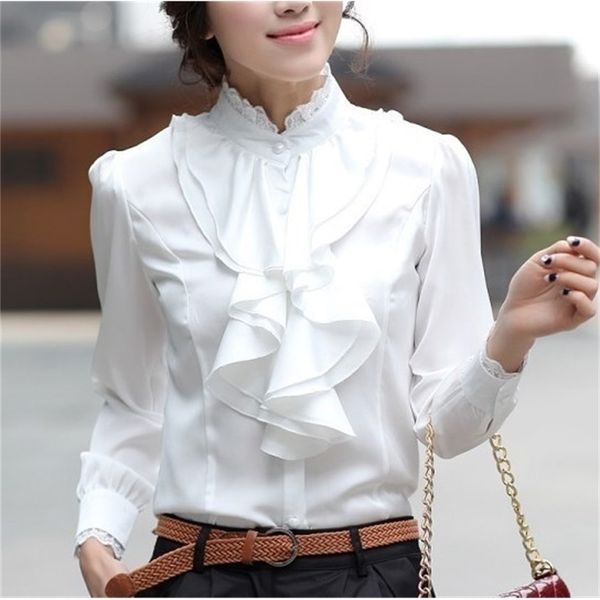 women pink white silver blouses long sleeve womens work ruffle shirts stand collar slim waist shirts office ladies camisa y200402
women pink white silver blouses long sleeve womens work ruffle shirts stand collar slim waist shirts office ladies camisa y200402