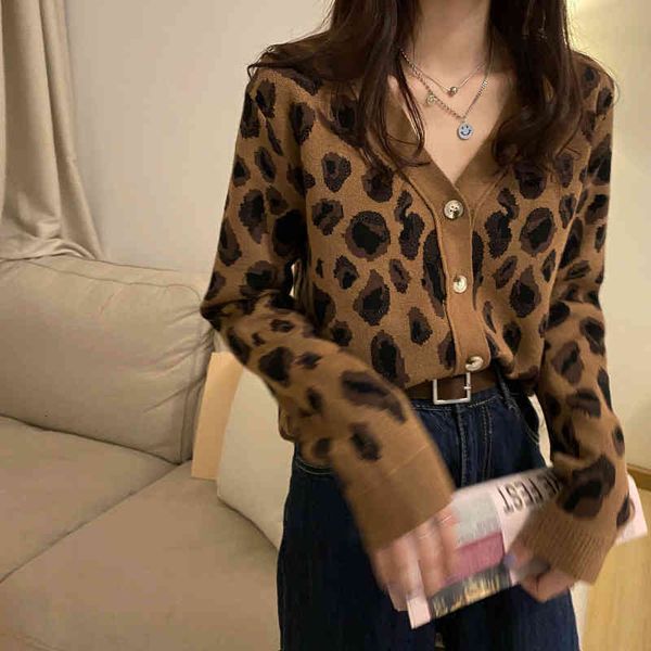 women's sweaters short leopard print sweater cardigan jacket knitwear spring and autumn all-match outer wear long sleeve base s9aw, White;black
women's sweaters short leopard print sweater cardigan jacket knitwear spring and autumn all-match outer wear long sleeve base s9aw, White;black