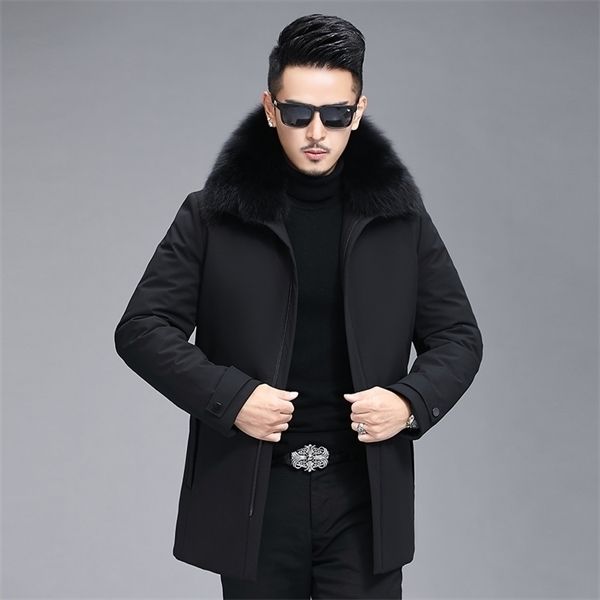 mens business down coat with fox fur collar for 2020 winter formal long puffer jackets 90% white duck down padding warm clothes q1209, Black
mens business down coat with fox fur collar for 2020 winter formal long puffer jackets 90% white duck down padding warm clothes q1209, Black