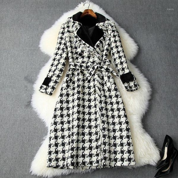 2020 autumn winter new lapel long sleeve houndstooth patchwork double breasted vintage homespun tweed coat 19c-a81-011, Black
2020 autumn winter new lapel long sleeve houndstooth patchwork double breasted vintage homespun tweed coat 19c-a81-011, Black