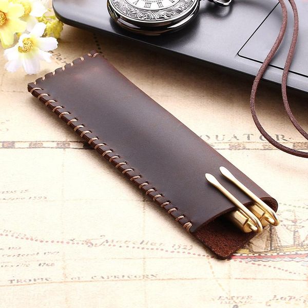 handmade genuine leather pen bag, rustic leather pencil bag holder case, vintage retro style accessories for notebook 1pc
handmade genuine leather pen bag, rustic leather pencil bag holder case, vintage retro style accessories for notebook 1pc