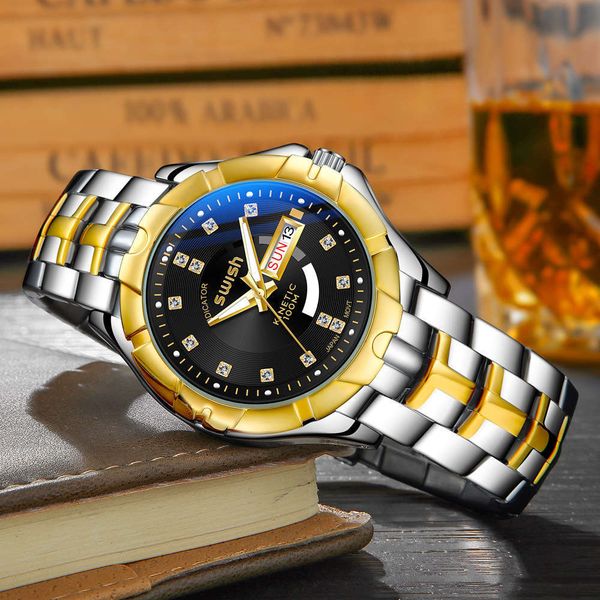 casual quartz men's watch classic sports men's watch waterproof business fashion steel belt, Slivery;brown
casual quartz men's watch classic sports men's watch waterproof business fashion steel belt, Slivery;brown