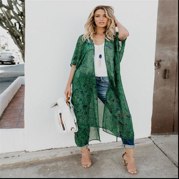 long kimono blouse for women summer short sleeve tunic transparent green print blouse casual shirt boho clothing summer, White
long kimono blouse for women summer short sleeve tunic transparent green print blouse casual shirt boho clothing summer, White