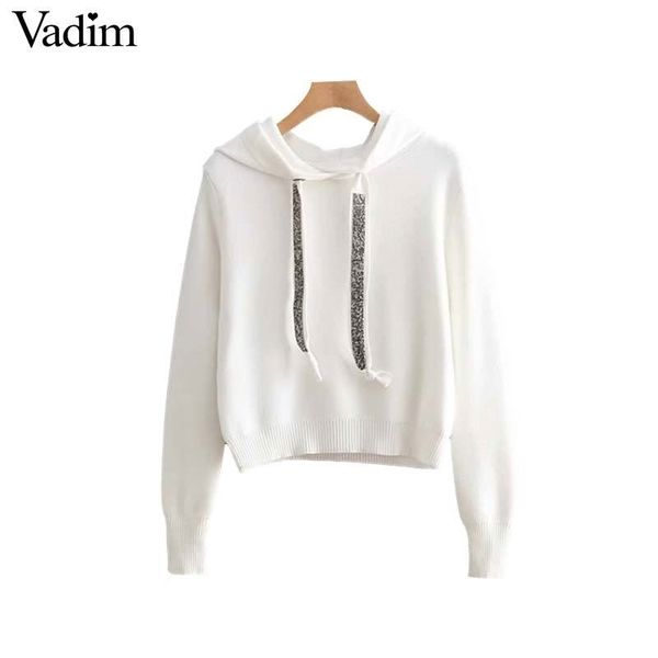 vadim women faux diamonds beading hooded knitted sweater long sleeve stretchy solid pullovers female casual chic ha240 y200116, White;black
vadim women faux diamonds beading hooded knitted sweater long sleeve stretchy solid pullovers female casual chic ha240 y200116, White;black