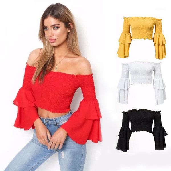 new word collar off shoulder women's blouse bow short pleated bell sleeve fashion shirt women 1, White
new word collar off shoulder women's blouse bow short pleated bell sleeve fashion shirt women 1, White