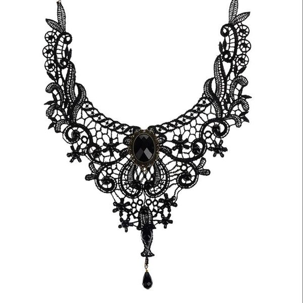 velishy gothic punk style gem decoration women black lace beads choker collar necklace chocker jewelry, Golden;silver
velishy gothic punk style gem decoration women black lace beads choker collar necklace chocker jewelry, Golden;silver
