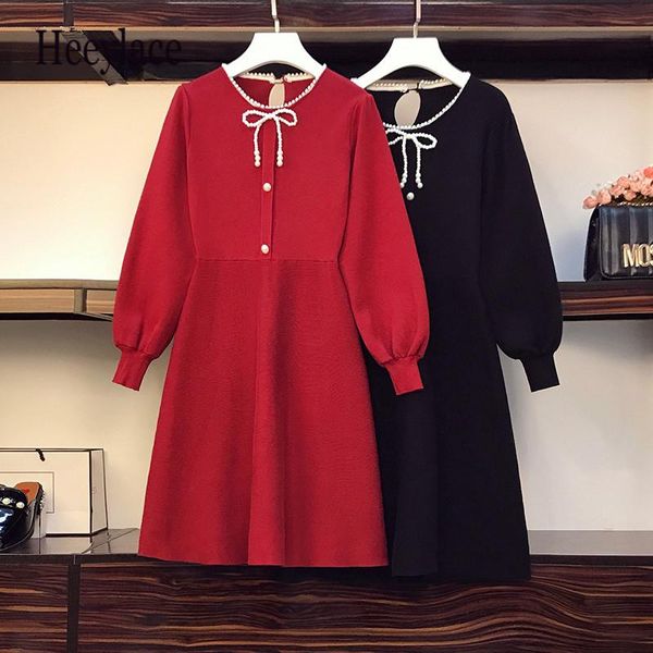 casual dresses plus size women autumn winter knitting sweater elegant vintage pearl beading a-line knitted vestidos, Black;gray
casual dresses plus size women autumn winter knitting sweater elegant vintage pearl beading a-line knitted vestidos, Black;gray