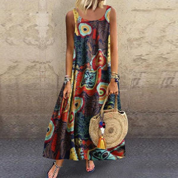 women dress plus size casual loose sleeveless boho retro linen print long maxi dress robe soiree femmerobe ceremonie femme, Black;gray
women dress plus size casual loose sleeveless boho retro linen print long maxi dress robe soiree femmerobe ceremonie femme, Black;gray