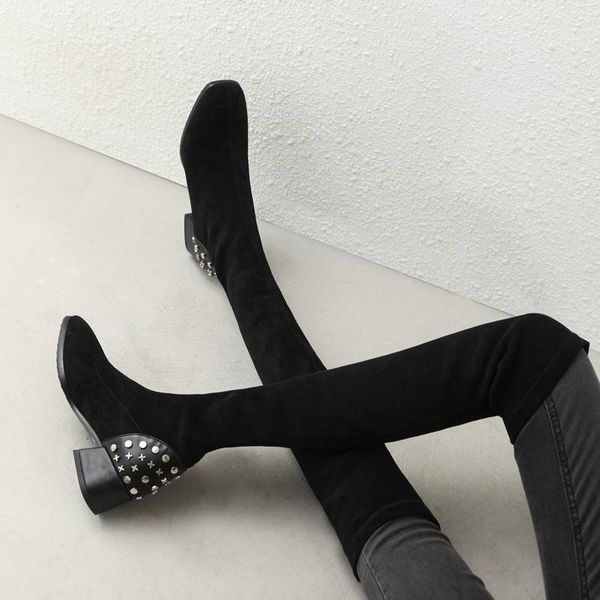 boots 2021 autumn winter elastic flock slim fit over the knee women med heel thigh ladies high botas shoes, Black
boots 2021 autumn winter elastic flock slim fit over the knee women med heel thigh ladies high botas shoes, Black