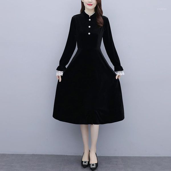autumn women dress elegant retro black velvet dress ladies casual fashion slim solid hepburn a-line dresses female vestidos1, Black;gray
autumn women dress elegant retro black velvet dress ladies casual fashion slim solid hepburn a-line dresses female vestidos1, Black;gray