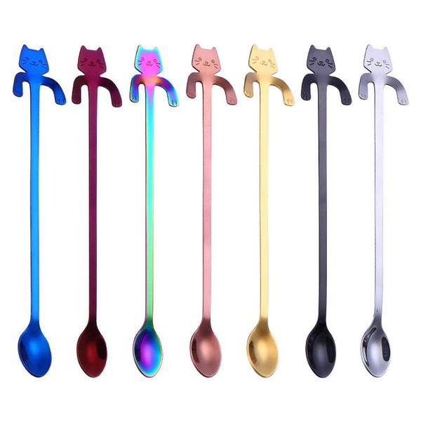 20cm stainless steel cartoon cat long handle flatw coffee drinking tools ice cream spoon q0109
20cm stainless steel cartoon cat long handle flatw coffee drinking tools ice cream spoon q0109