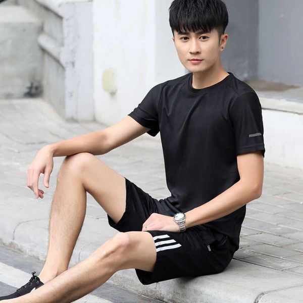 short new sports suit summer fitness sleeve men's quick dry clothes running loose capris sportswear, Gray
short new sports suit summer fitness sleeve men's quick dry clothes running loose capris sportswear, Gray