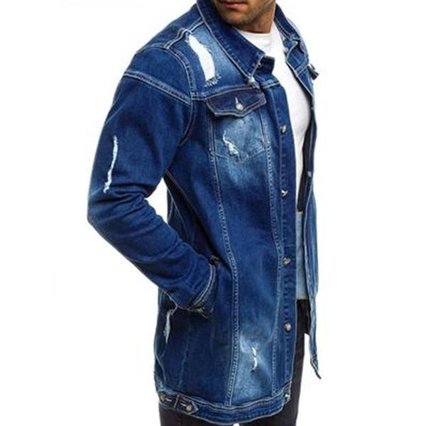 man ripped beggar denim jacket fashion occident trend long sleeve button lapel outerwear male spring new casual slim mid-length denim coats, Black;brown
man ripped beggar denim jacket fashion occident trend long sleeve button lapel outerwear male spring new casual slim mid-length denim coats, Black;brown